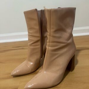 Elegant Nude Patent Leather Boots